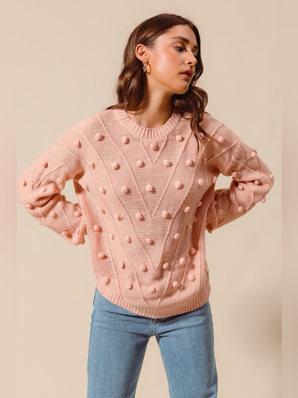 SO ME Pom Pom Textured Knit Sweater Top - Picture 7 of 11